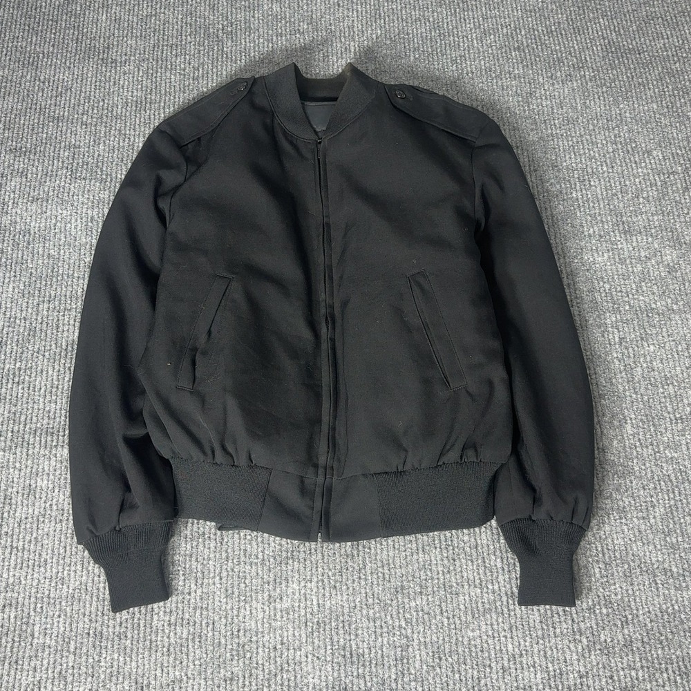 Sidran Bomber Jacket‎ Mens 40S Black Military Officer Wool Blend Bomber